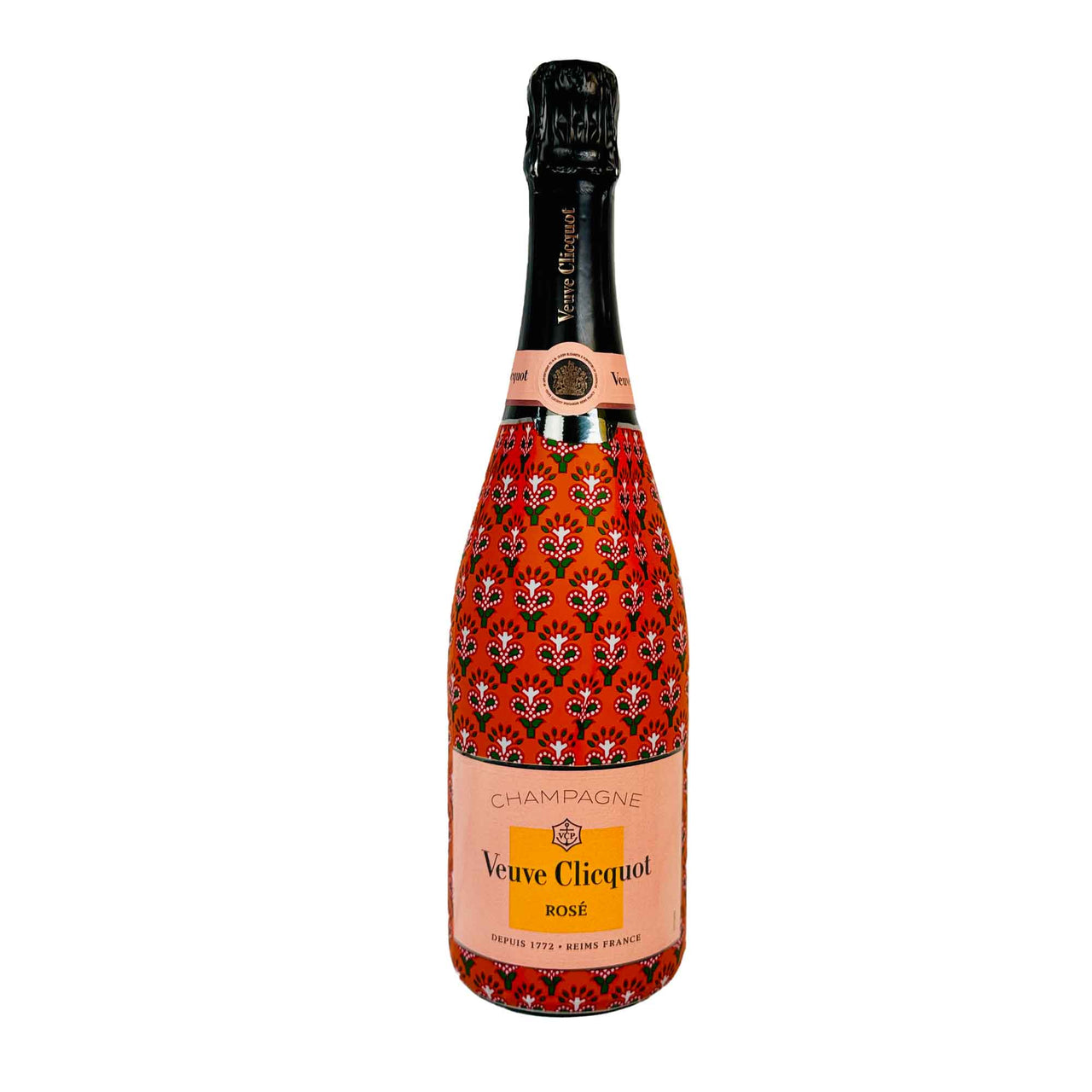 Beau Bottles Wrap Veuve Indian Blockprint Red Leaf