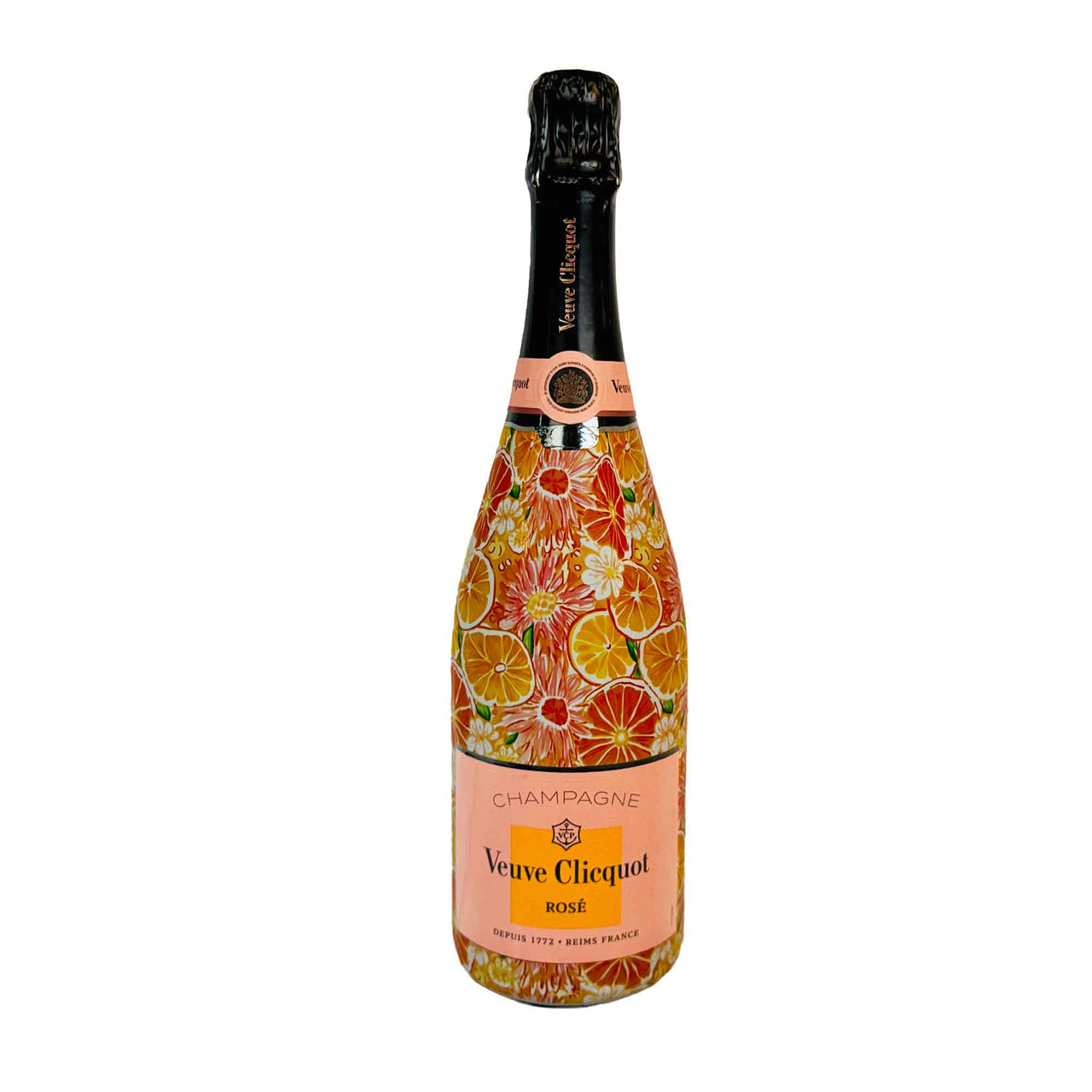 Beau Bottles Wrap Veuve Preppy Watercolor Oranges