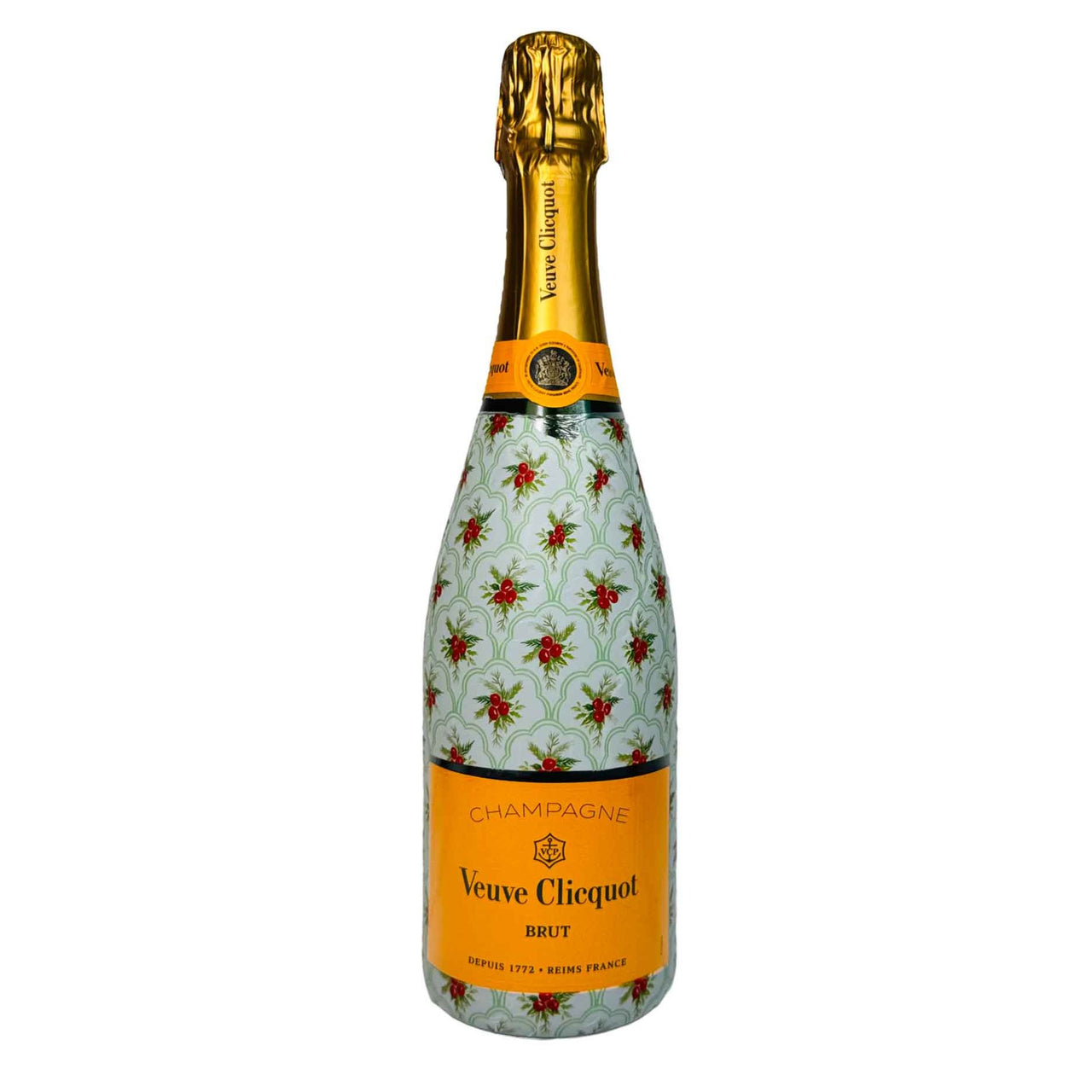 Beau Bottles Wrap Veuve Limited Edition Scalloped Christmas Berries