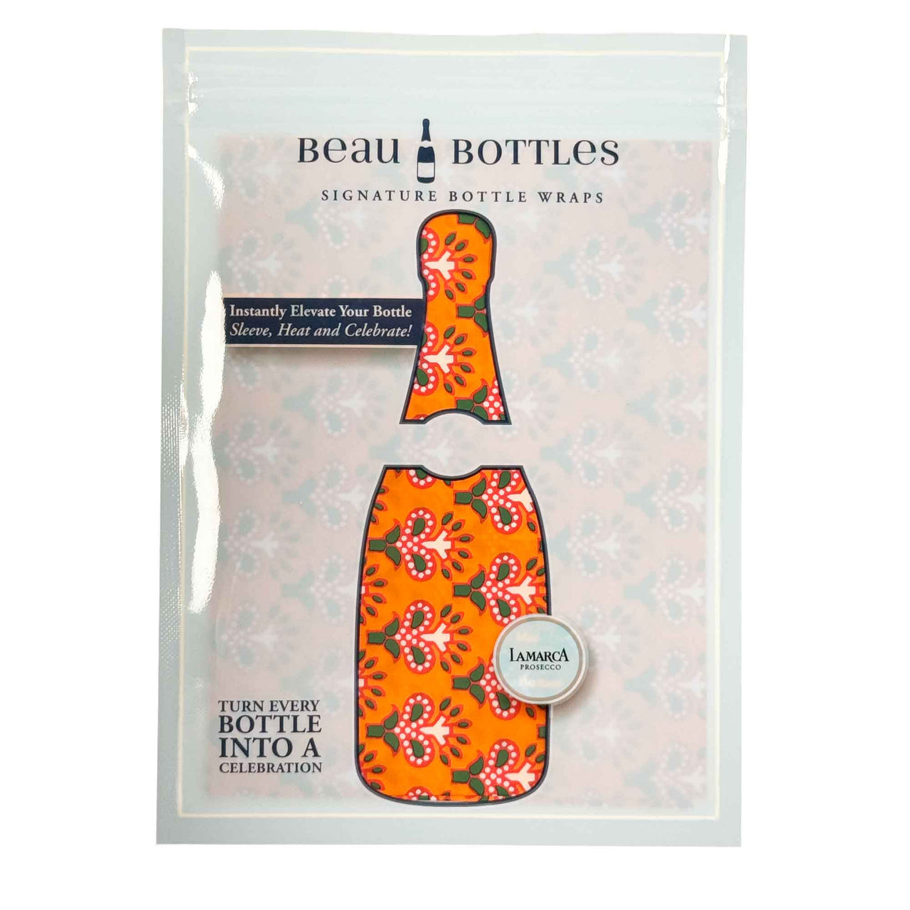 Beau Bottles Wrap Veuve Indian Blockprint Red Leaf