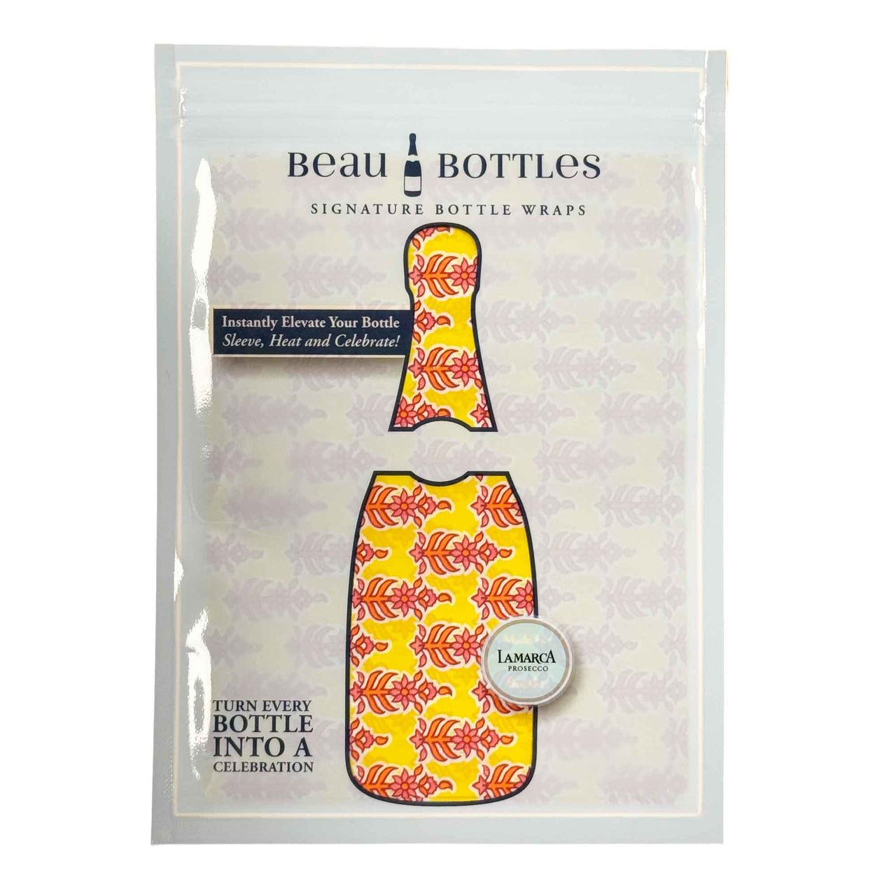 Beau Bottles Wrap Lamarca Indian Yellow Leaf Blockprint