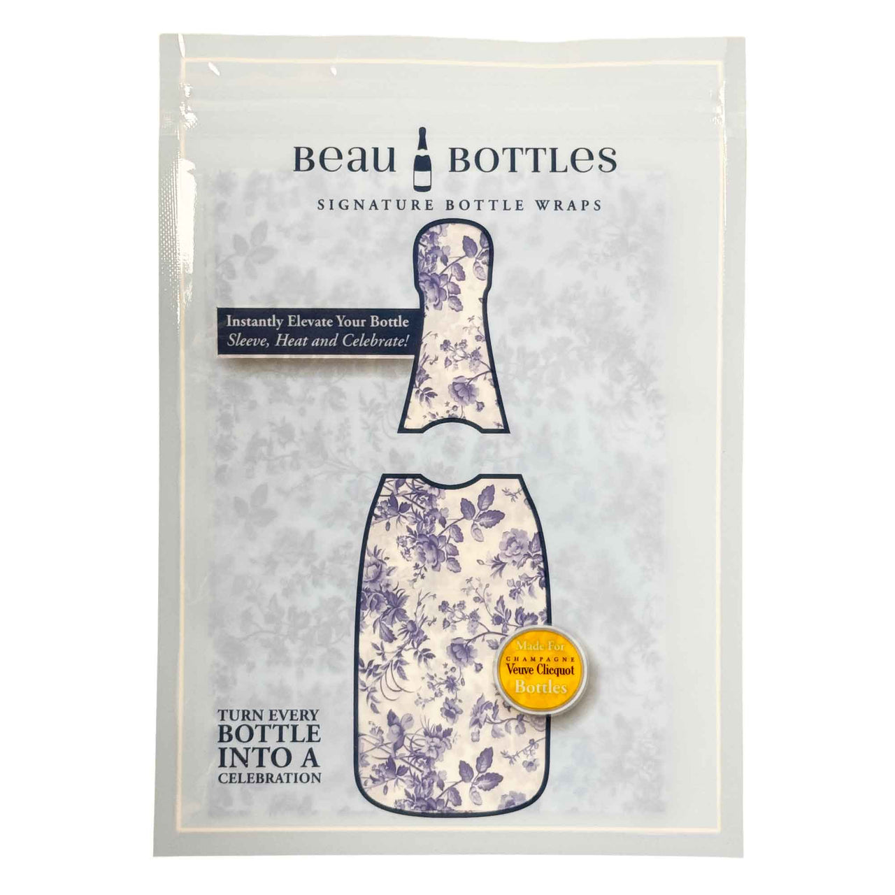 Beau Bottles Wrap Veuve Grandmillenial  Blue Floral