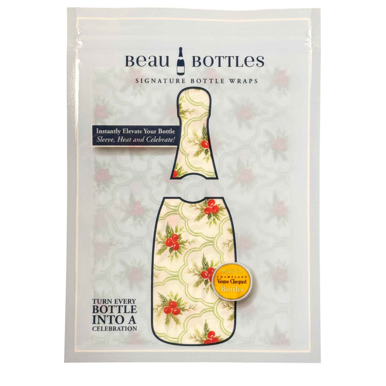 Beau Bottles Wrap Veuve Limited Edition Scalloped Christmas Berries