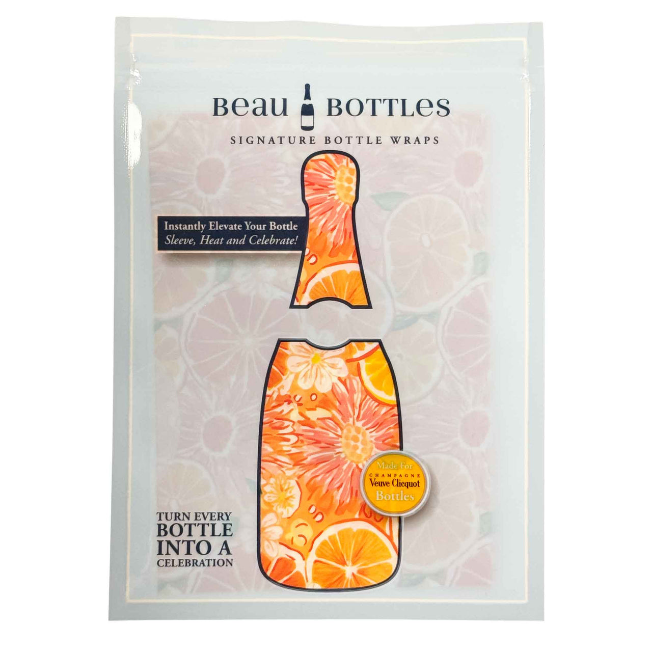 Beau Bottles Wrap Veuve Preppy Watercolor Oranges